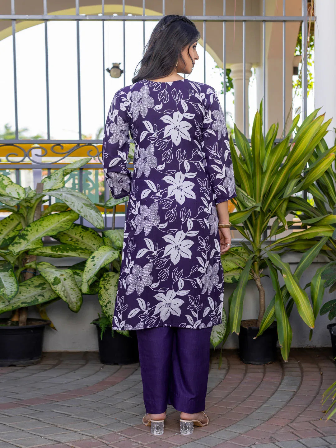 Cotton Blend Printed Kurti Pant Set for Women – Jamun - Evara Clothes