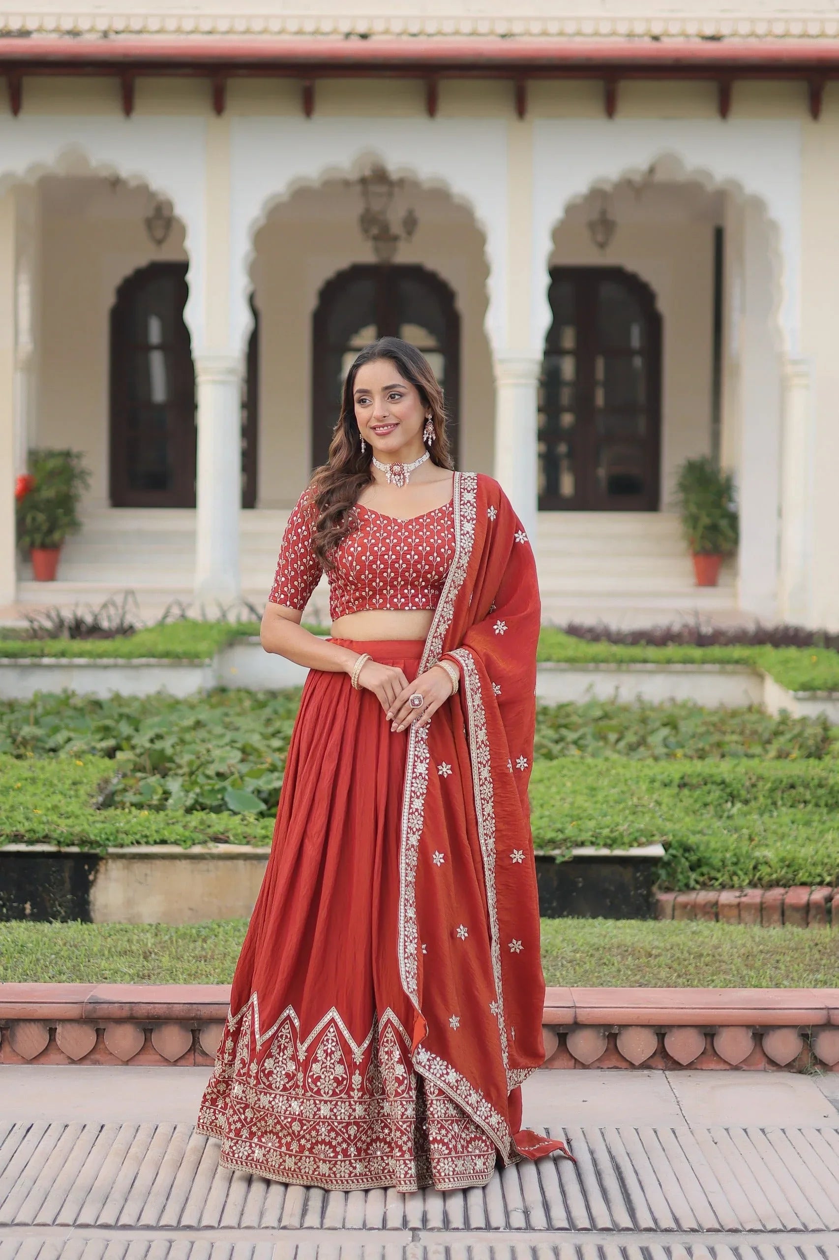 Royal Vichitra Silk Embroidered Lehenga Choli - Evara Clothes