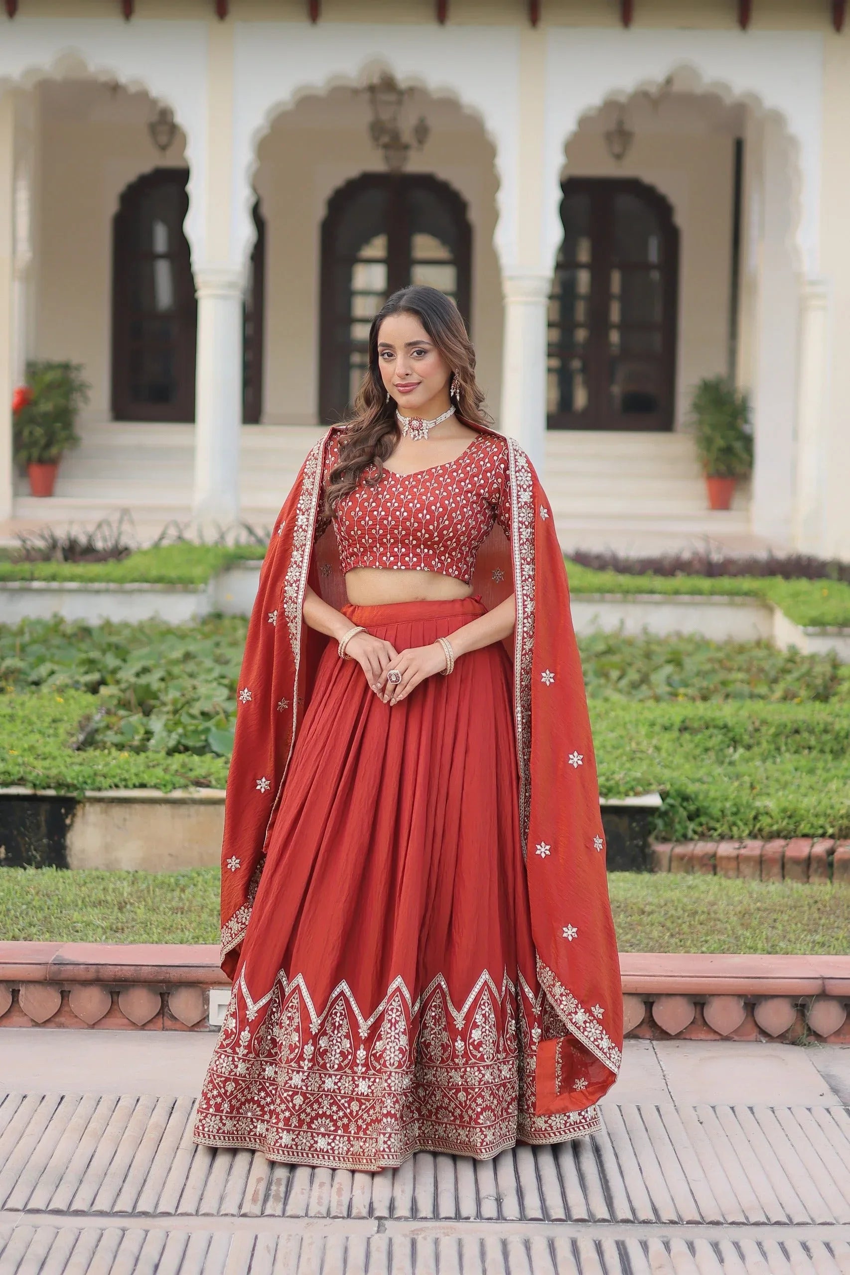 Royal Vichitra Silk Embroidered Lehenga Choli - Evara Clothes
